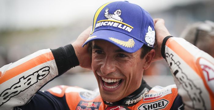 Pembalap Repsol Honda, Marc Marquez, setelah sesi kualifikasi MotoGP Jepang 2022 di Sirkuit Motegi, Sabtu (24/9/2022).