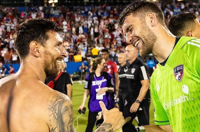 Duet maut Lionel Messi-Luis Suarez di Inter Miami akan menghadapi FC Dallas, yang diperkuat calon kiper naturalisasi timnas Indonesia, Maarten Paes (kanan).