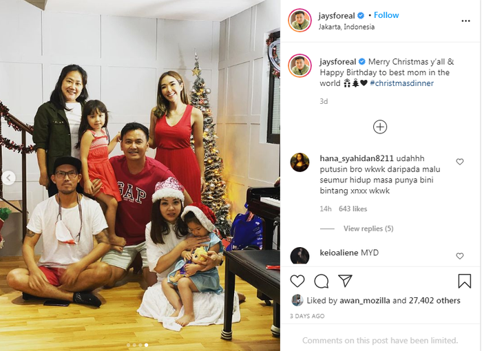 Gisella Anastasia saat rayakan Natal bersama Wijin dan keluarga.